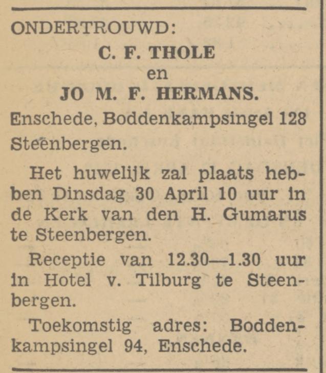 Boddenkampsingel C.F. Thole advertentie Tubantia 17-4-1940.jpg