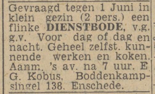 Boddenkampsingel 138 E.G. Kobus advertentie Twentsch nieuwsblad 28-4-1943.jpg