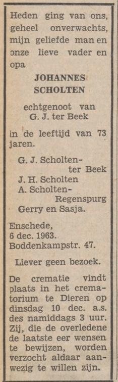 Boddenkampstraat 47 Johannes Scholten overledensadvertentie 7-12-1964.jpg