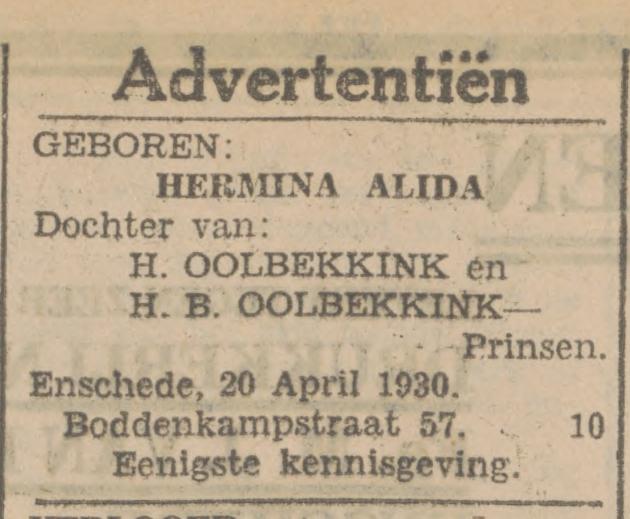 Boddenkampstraat 57 H. Oolbekkink advertentie Tubantia 23-4-1930.jpg
