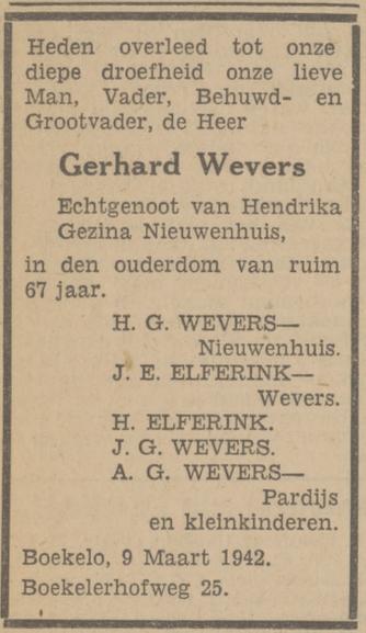 Boekelerhofweg 25 Gerhard Wevers overlijdensadvertentie Tubantia 11-3-1943.jpg