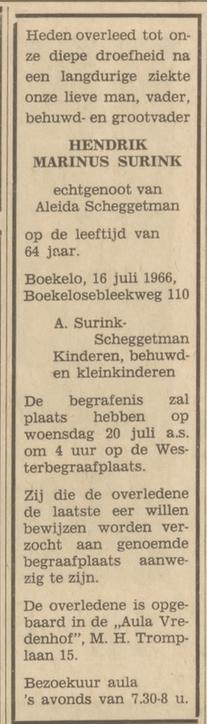 Boekelosebleekweg 110 H.M. Surink overlijdensadvertentie Tubantia 18-7-1966.jpg