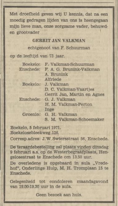 Boekelosesbleekweg 126 G.J. Valkman overlijdensadvertentie Tubantia 6-2-1971.jpg