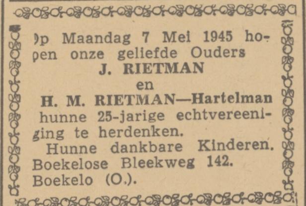 Boekelosebeekweg 142 J. Rietman advertentie De Waarheid 5-5-1945.jpg