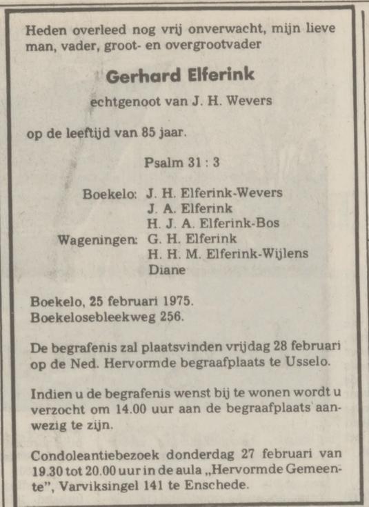 Boekelosebleekweg 256 Gerhard Elferink overlijdensadvertentie Tubantia 26-2-1975.jpg