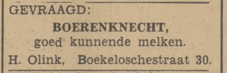 Boekelosestraat 30 H. Olink advertentie Tubantia 2-10-1942.jpg