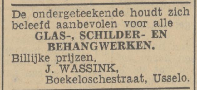 Boekelosestraat 53 Usselo J. Wassink glas-, schilder-, en behangwerken advertentie Tubantia 23-1-1937.jpg