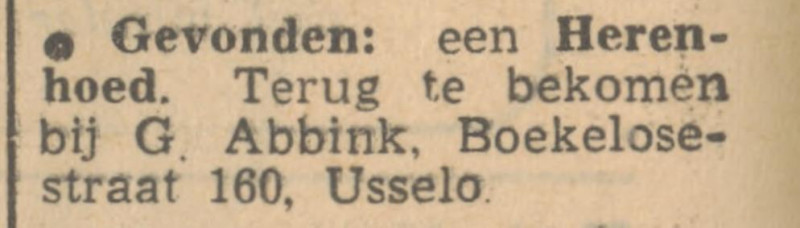 Boekelosestraat 160 Usselo G. Abbink advertentie Tubantia 12-4-1951.jpg