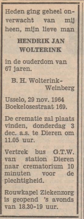 Boekelosestraat 169 H.J. Wolterink overlijdensadvertentie Tubantia 30-11-1964.jpg
