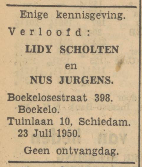 Boekelosestraat 398 Boekelo Lidy Scholten advertentie Tubantia 20-7-1950.jpg