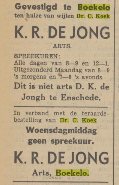 Boekelosestraat 399 Dr. C. Koek advertentie Tubantia 27-6-1939.jpg