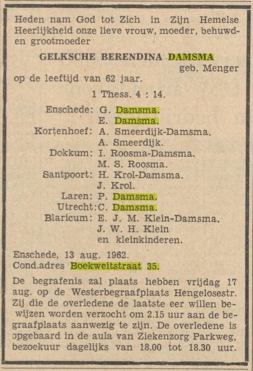 Boekweitstraat 35 G. Damsma advertentie Tubantia 15-8-1962.jpg