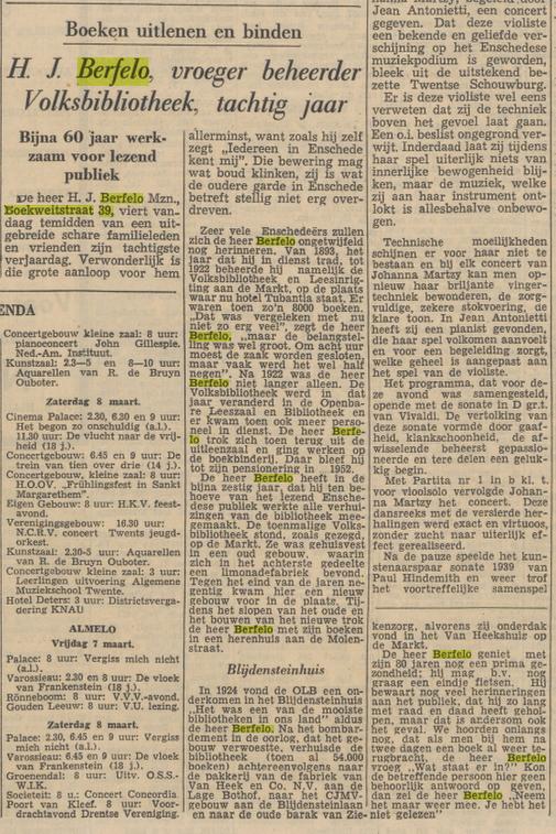 Boekweitstraat 39 Hhh.J. Berfelo boekbinder krantenbericht Tubantia 7-3-1958.jpg
