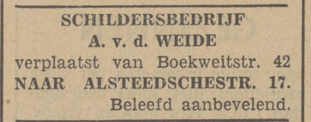 Boekweitstraat 42 schildersbedrijf A. van der Weide advertentie Tubantia 9-11-1940.jpg