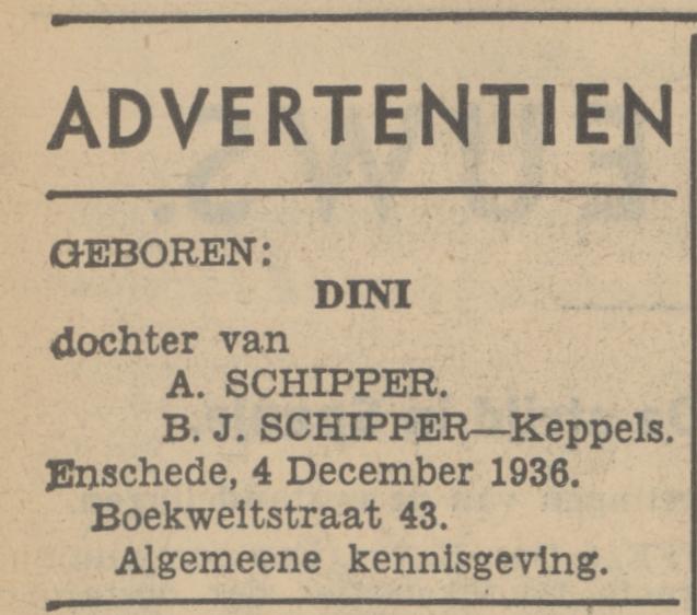 Boekweitstraat 43 A. Schiiper advertentie Tubantia 5-12-1936.jpg