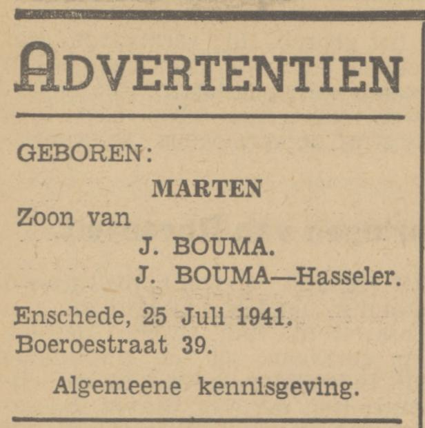 Boeroestraat 37 J. Bouma advertentie Tubantia 26-7-1941.jpg
