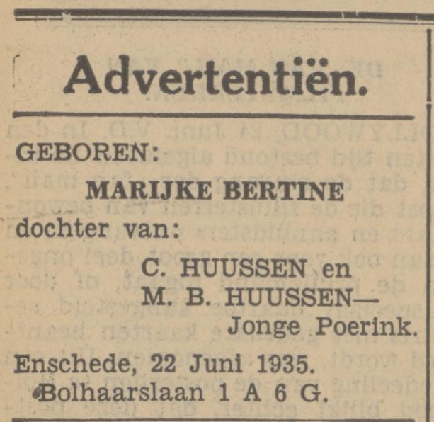 Bolhaarslaan 69 C. Huussen advertentie Tubantia 24-6-1935.jpg
