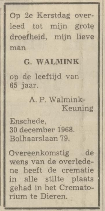 Bolhaarslaan 79 G. Wa;mink overlijdensadvertentie Tubantia 30-12-1968.jpg