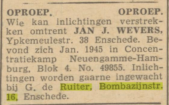 Bombazijnstraat 16 G. de Ruiter advertentie De Waarheid 21-6-1945.jpg