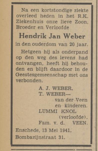 Bombazijnstraat 31 A,J, Weber advertentie Tubantia 13-5-1941.jpg