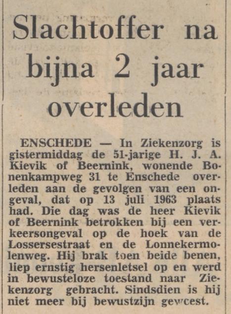 Bonekampweg 131 H.J.A. Kivik of Beernink krantenbericht Tubantia 16-3-1965.jpg