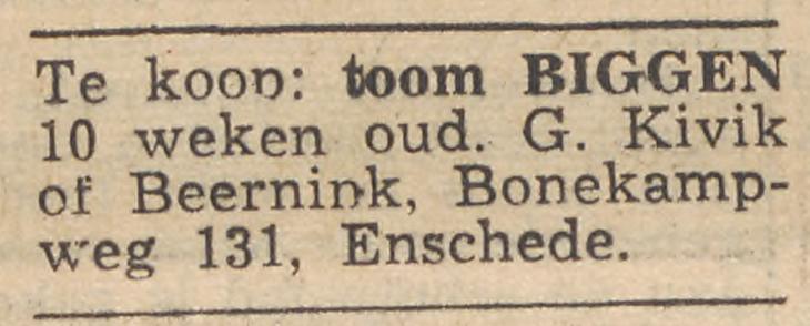 Bonekampweg 131 G. Kivik of Beernink advertentie Tubantia 17-12-1954.jpg