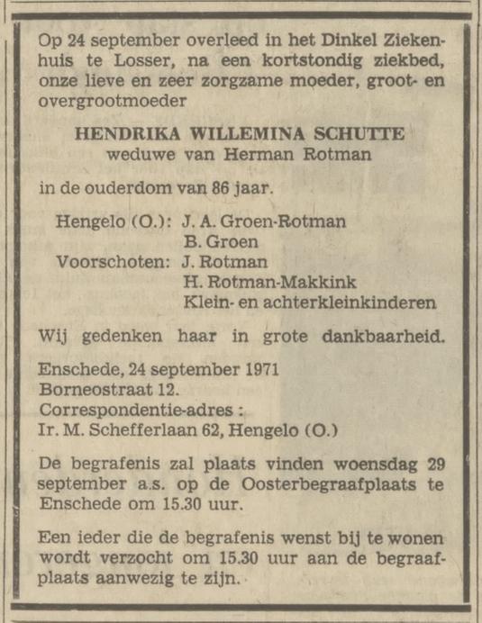 Borneostraat 12 H.W. Rotman-Schutte overlijdensadvertentie Tubantia 27-9-1971.jpg