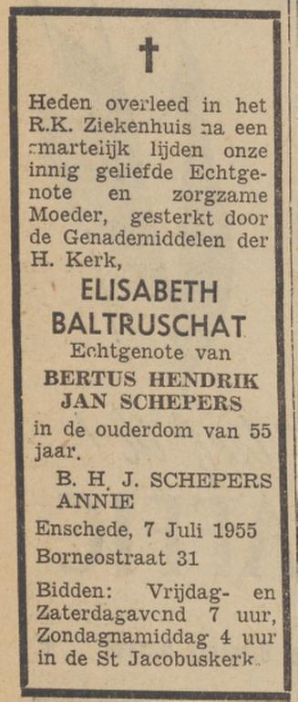 Borneostraat 31 B.H.J. Schepers advertentie Twentsche Courant 8-7-1955.jpg