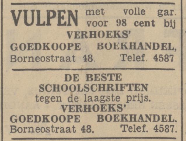 Borneostraat 48 boekhandel Verhoeks advertentie Tubantia 3-9-1938.jpg