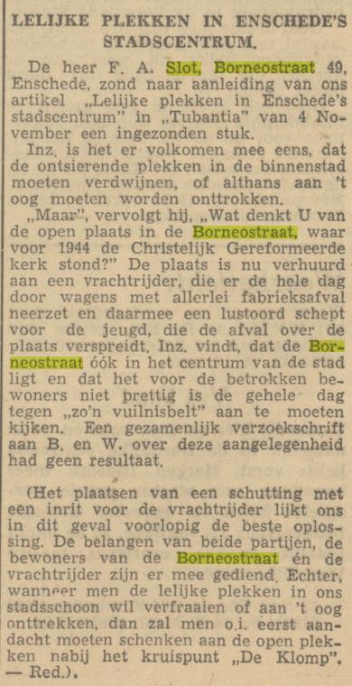 Borneostraat 49 F.A. Slot krantenbericht Tubantia 17-11-1950.jpg