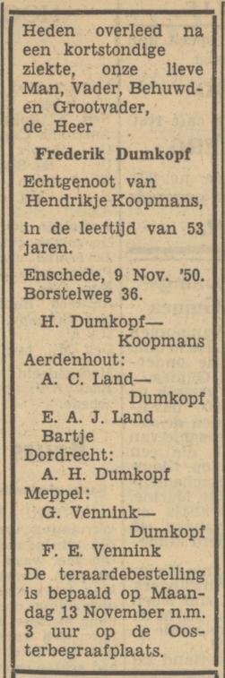 Borstelweg 36 Frederik Dumkopf overlijdensadvertentie Tubantia 10-11-1950.jpg