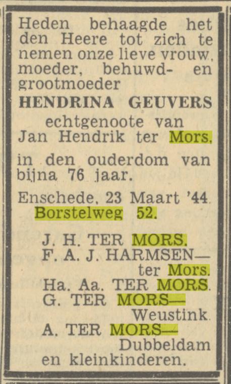 Borstelweg 52 J.H. ter Mors advertentie Twentsch nieuwsblad 25-3-1944.jpg