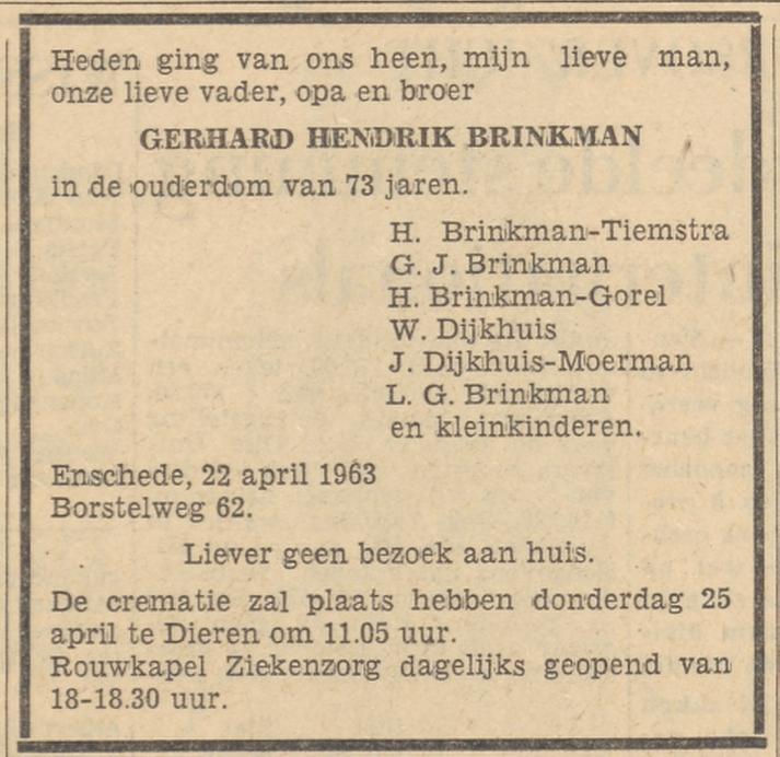 Borstelweg 62 G.H. Brinkman overlijdensadvertentie Tubantia 23-4-1963.jpg