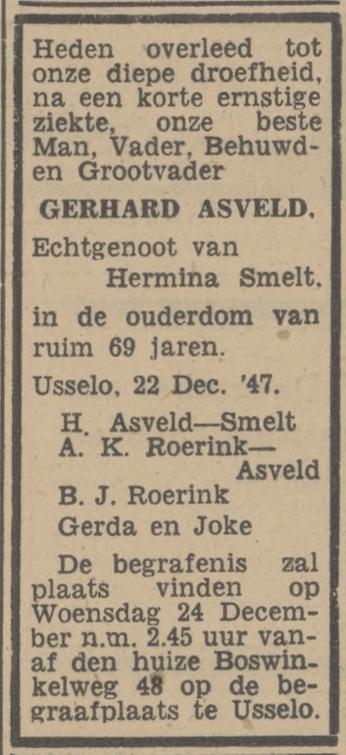 Boswinkelweg 48 Gerhard Asveld overlijdensadvertentie Tubantia 23-12-1947.jpg