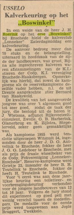 Boswinkelweg 70 erve Boswinkel J.H. Roerink krantenbericht Tubantia 29-8-1955.jpg