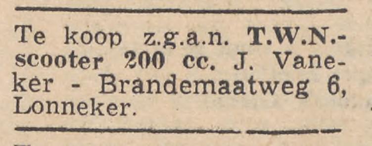 Brandemaatweg 6 Lonneker J. Vaneker advertentie Twentsche Courant 18-5-1957.jpg