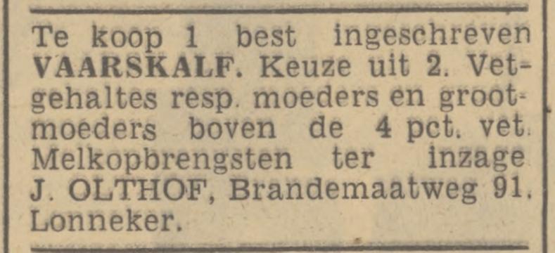 Brandemaatweg 91 Lonneker J. Olthof advertentie Tubantia 6-3-1940.jpg