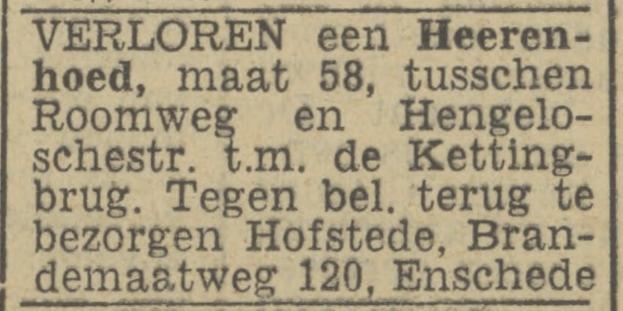 Brandemaatweg 120 Hofstede advertentie Twentsch nieuwsblad 5-8-1943.jpg