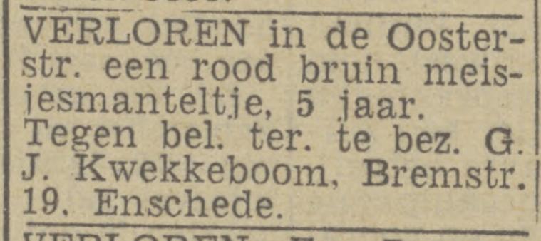 Bremstraat 19 G.J. Kwekkeboom advertentie Twentsch nieuwsblad 6-9-1943.jpg