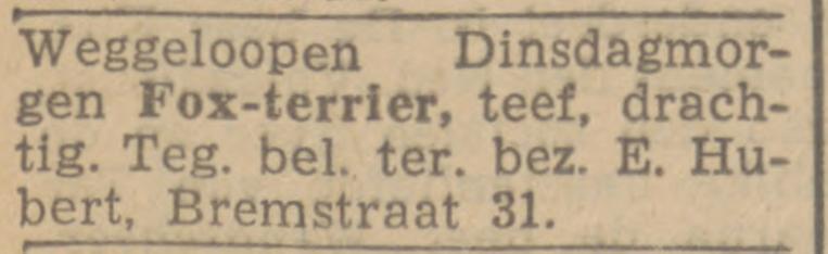 Bremstraat 31 E. Hubert advertentie Twentsch nieuwsblad 11-1-1945.jpg