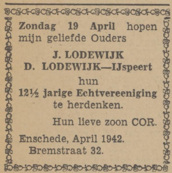 Bremstraat 32 J. Lodewijk advertentie Tubantia 18-4-1942.jpg