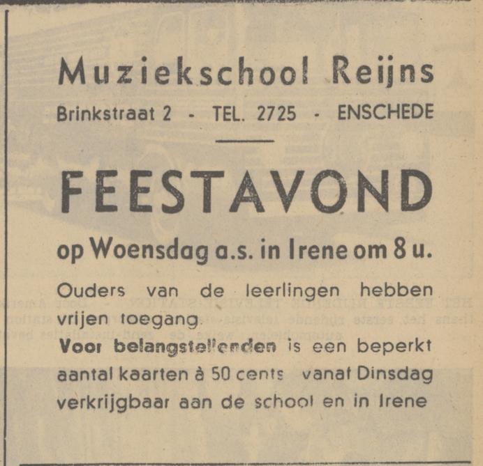 Brinkstraat 2 Muziekschool Reijns advertentie Tubantia 16-4-1938.jpg