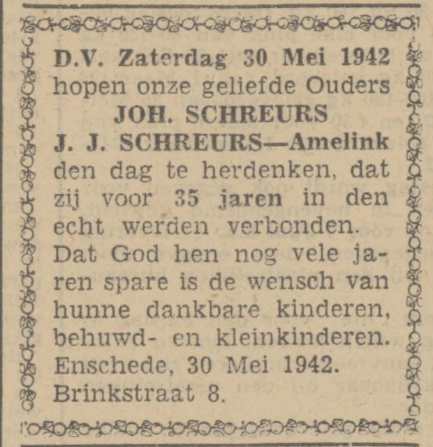 Brinkstraat 8 Joh. Schreurs advertentie Tubantia 29-5-1942.jpg