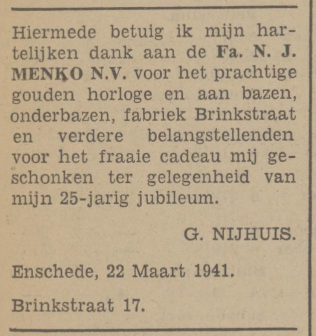 Brinkstraat 17 G. Nijhuis advertentie Tubantia 22-3-1941.jpg