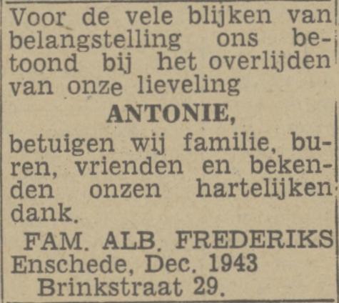 Brinkstraat 29 Alb. Frederiks advertentie Twentsch nieuwsblad 21-12-1943.jpg