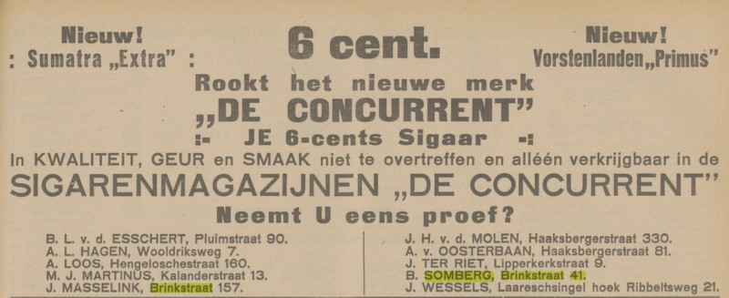 Brinkstraat 41 B. Somberg winkel De Concurrent advertentie Tubantia 5-6-1925.jpg