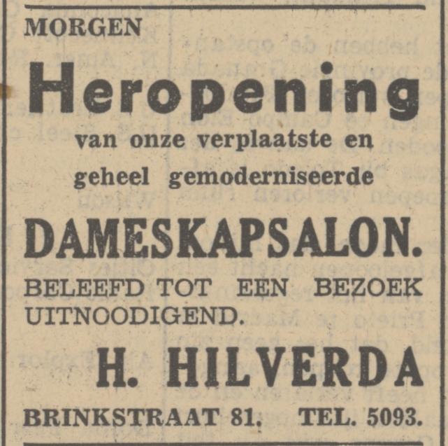 Brinkstraat 81 Dameskapsalon H. Hilverda advertentie Tubantia 6-10-1936.jpg