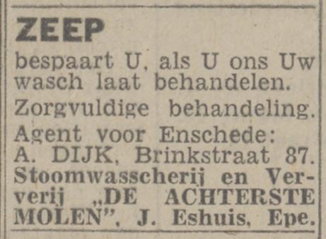 Brinkstraat 87 A. Dijk advertentie Twentsch nieuwsblad 10-8-1944.jpg