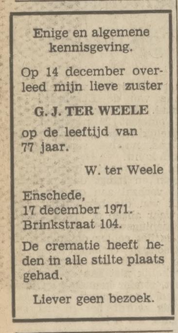 Brinkstraat 104 G.J. ter Weele overlijdensadvertentie 17-12-1971.jpg