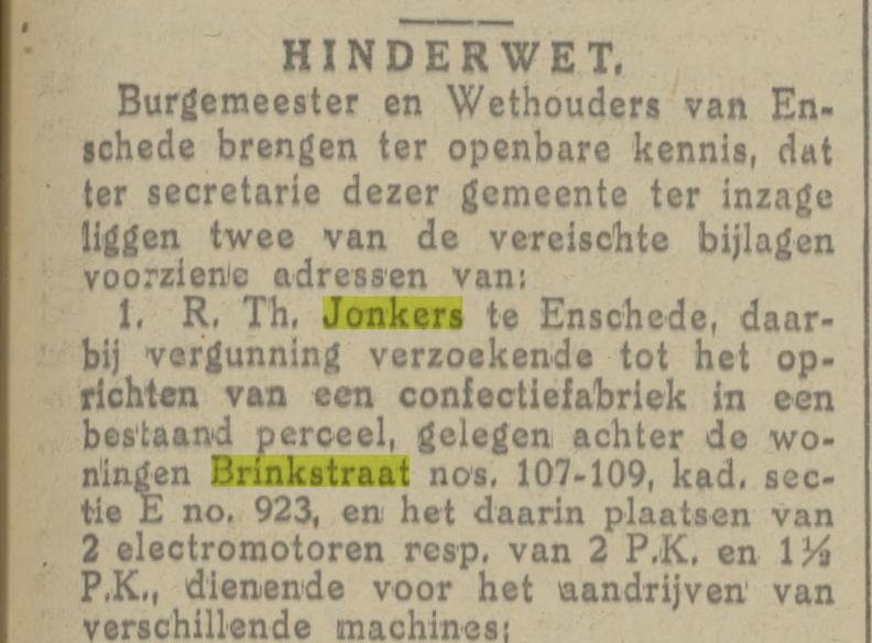 Brinkstraat 107 R.Th. Jonker krantenbericht Tubantia 19-3-1926.jpg